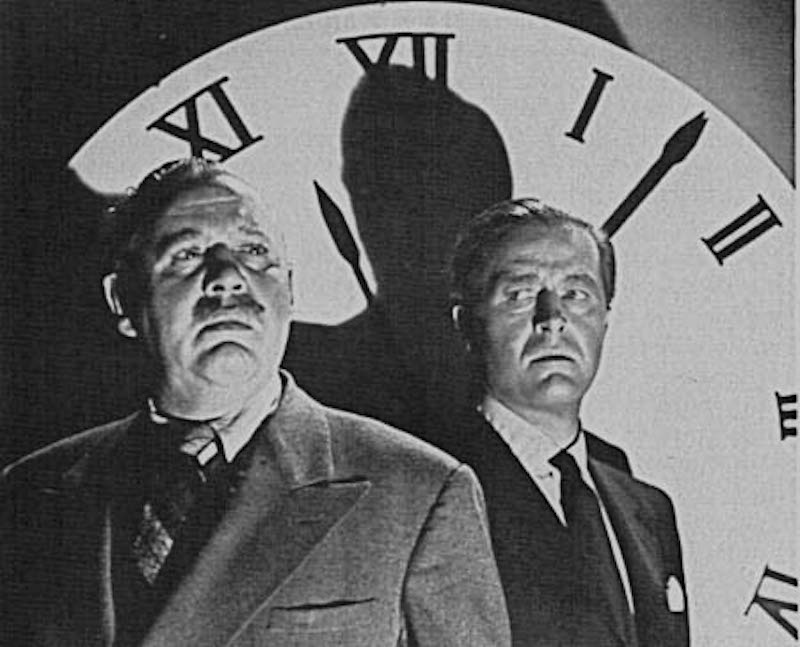 Charles Laughton and Ray Milland in front of the Big Clock